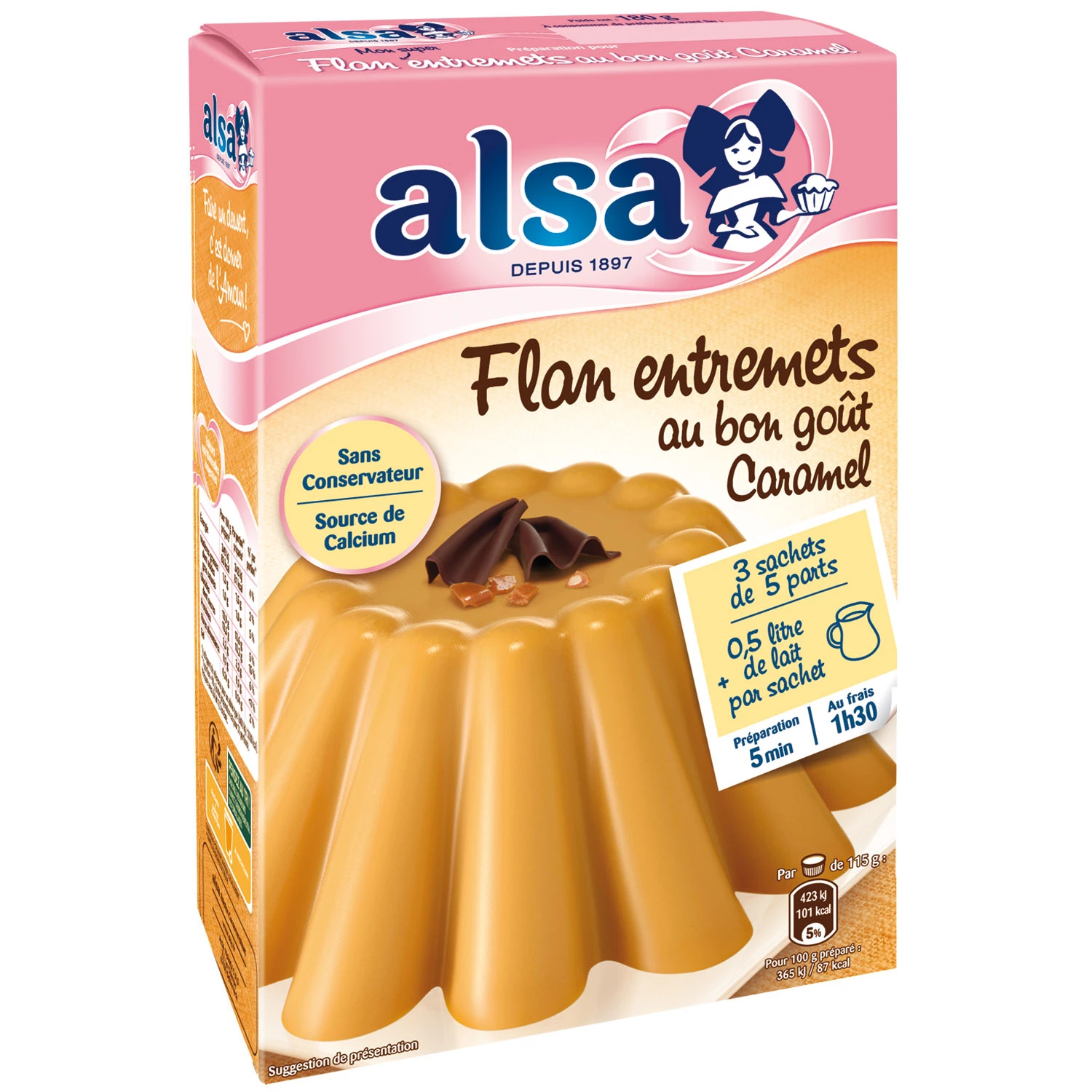 Préparation flan Entremets au bon goût caramel 180g - ALSA