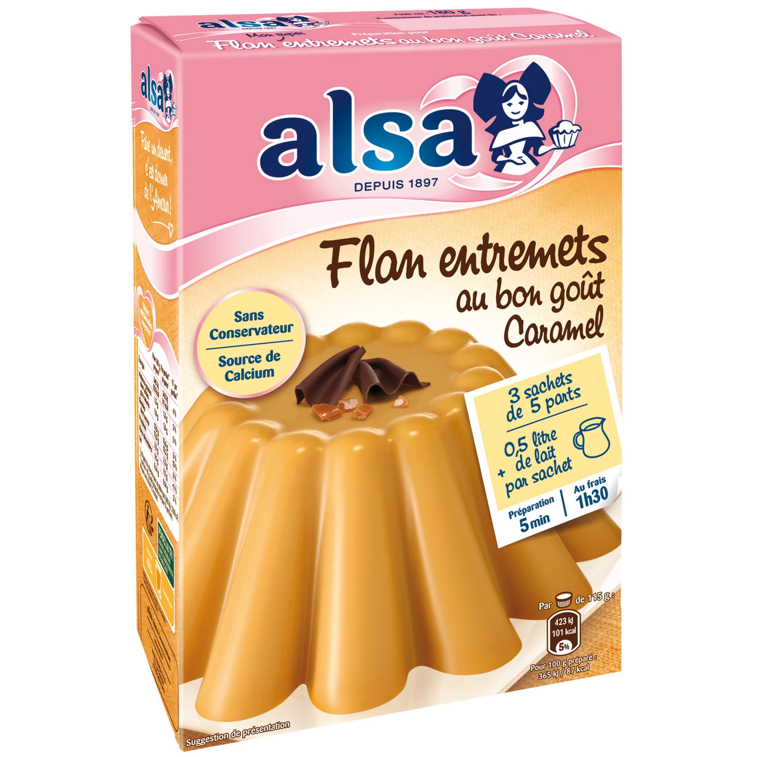 Preparación de flan Postres con buen sabor a caramelo 180g - ALSA