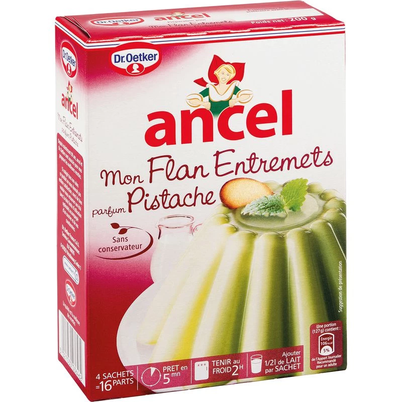 Préparation flan entremets à la pistache 200g - ANCEL