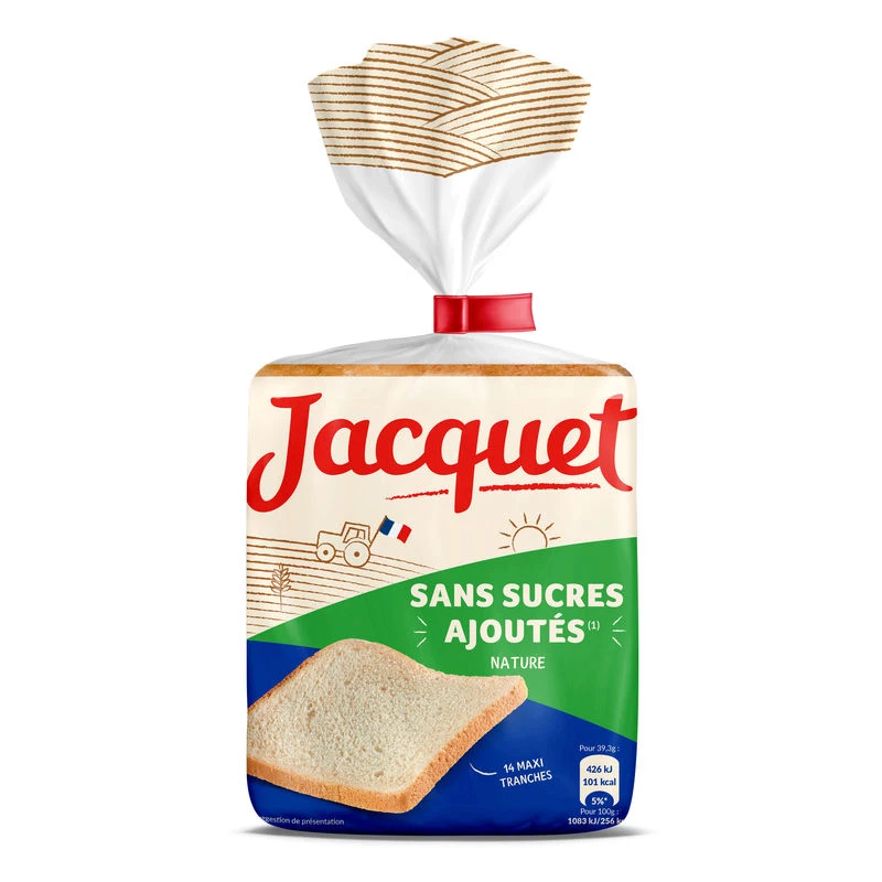 Pain de Mie Maxi Sans sucres Ajoutés Nature 550g - JACQUET