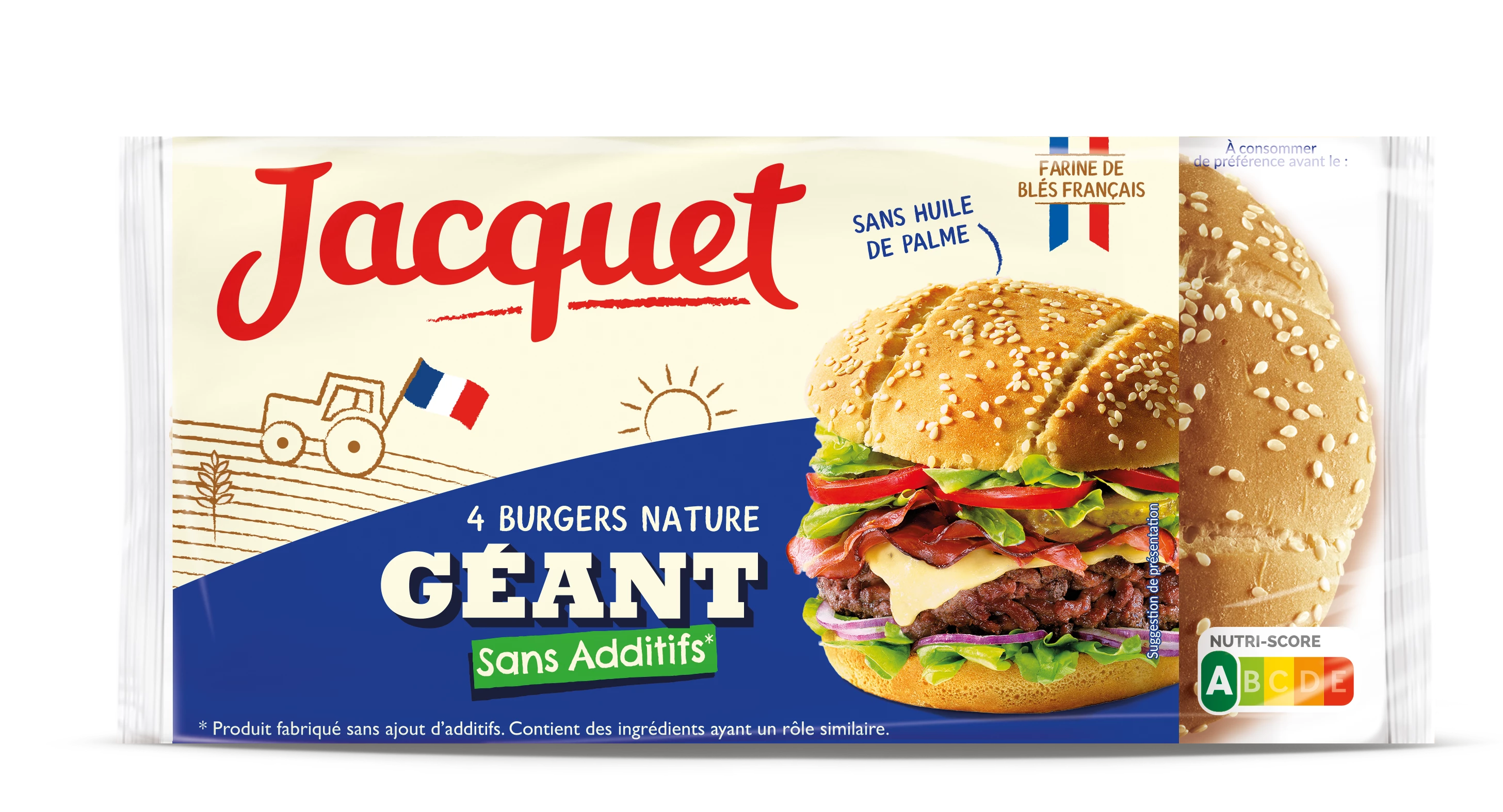 Hamburger Gigante Naturale Senza Zuccheri Aggiunti X4 350g - JACQUET