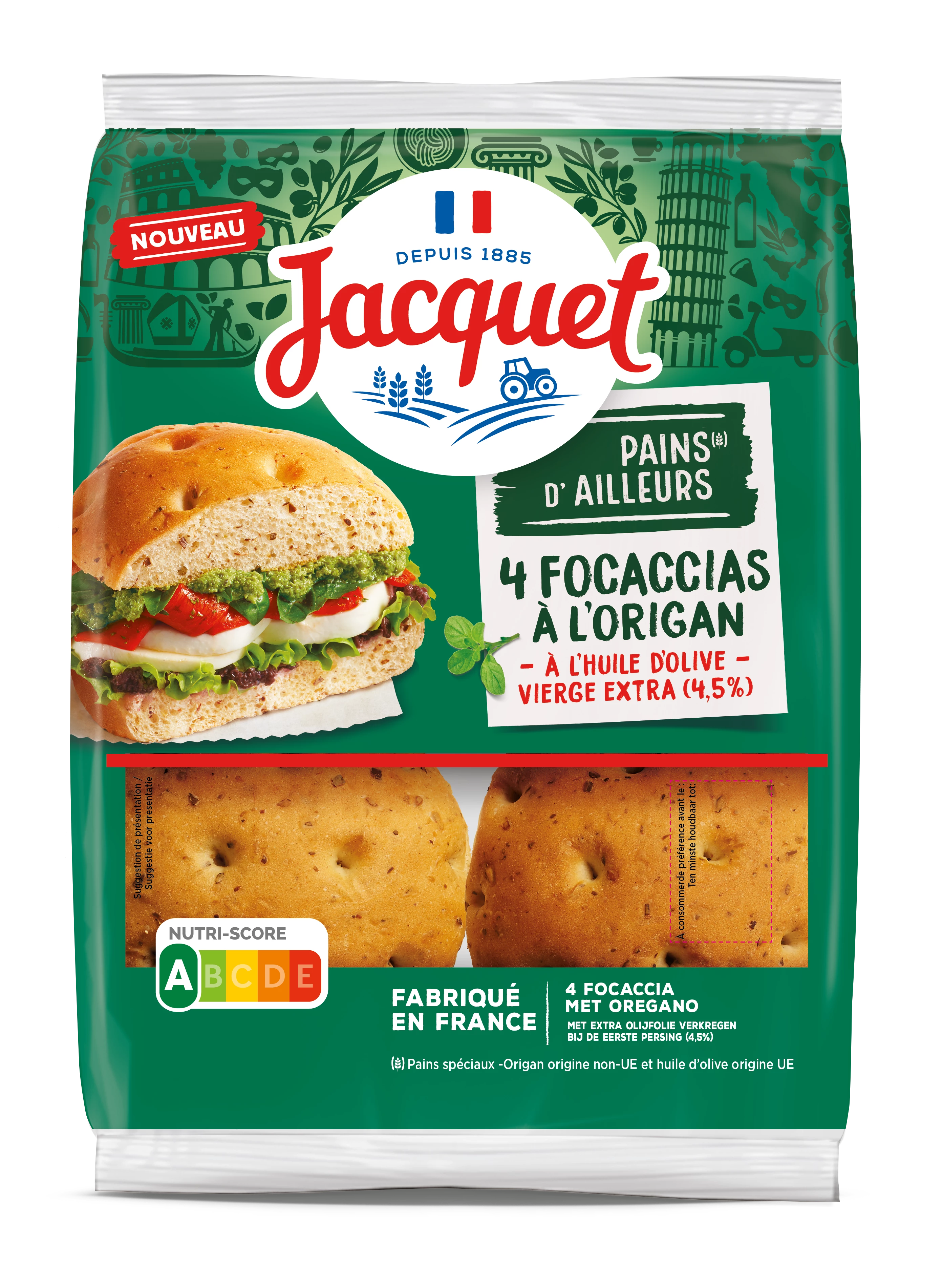 Focaccia à l'Origan X4  260g - JACQUET
