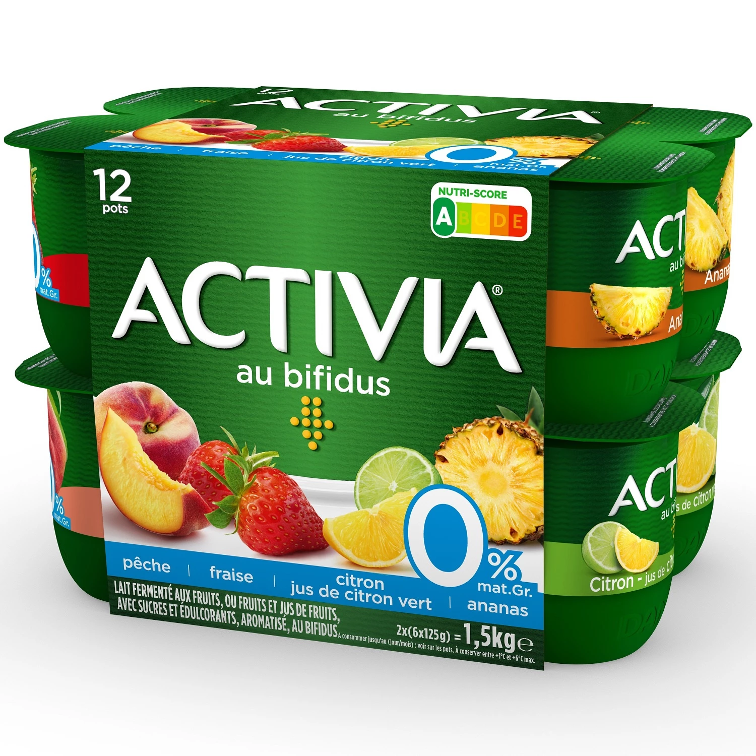 Activia 0% Fruit Panache 12x125g - DANONE