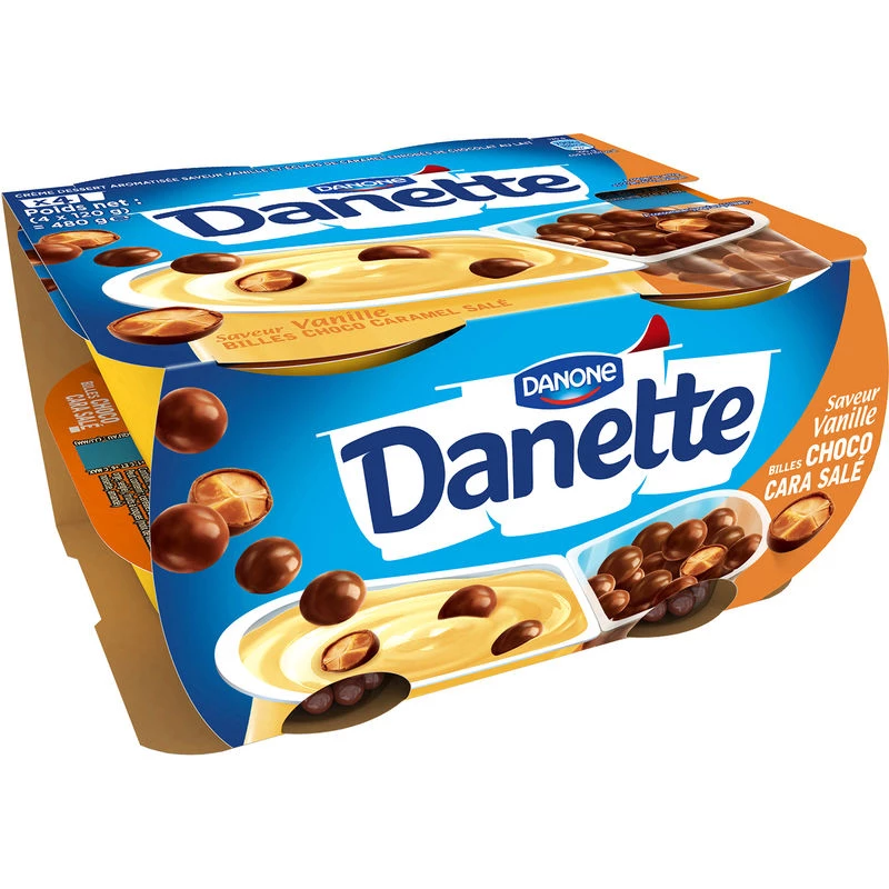 Yaourt Pop saveur vanille/caramel Danette 4x120g - DANONE