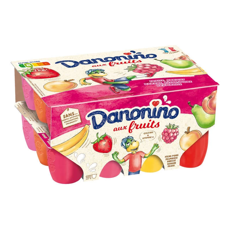 Small Swiss with fruit strawberries raspberry apricot peach/pear x24 50g - Danone