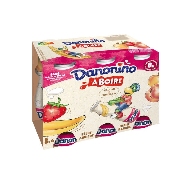 Drinkbare Yoghurt Met Fruit Perzik Abrikoos Aardbei Banaan Danonino 6x100g - Danone