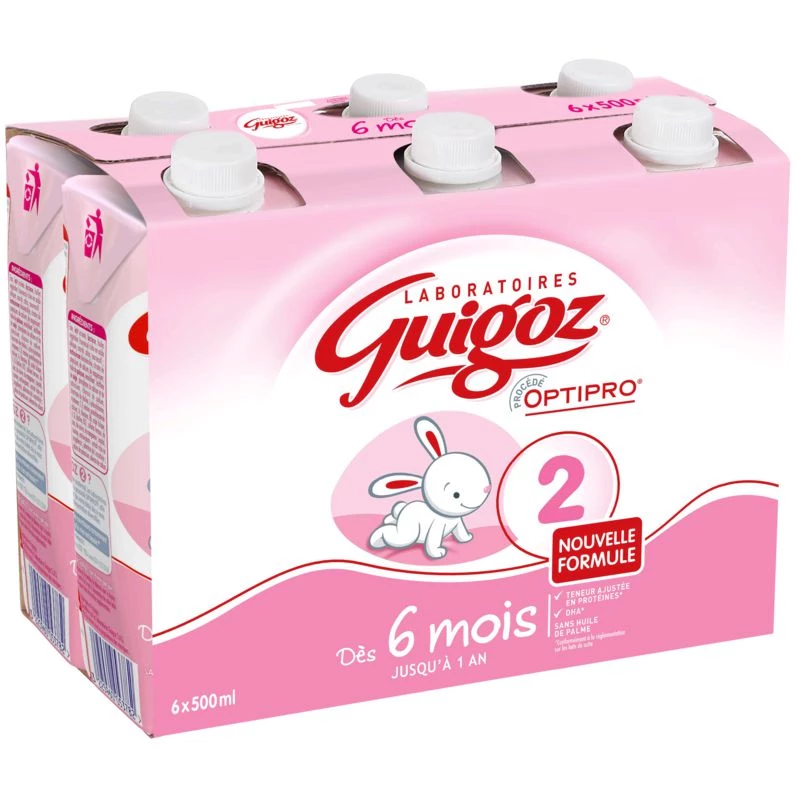 Lait liquide 2ème âge 6x500ml - GUIGOZ