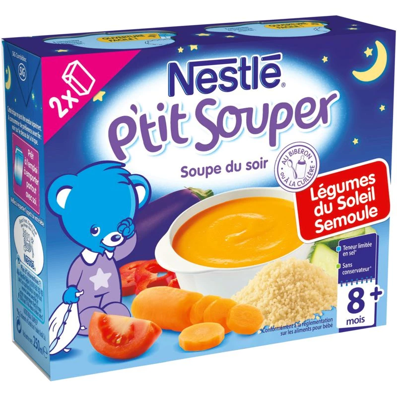 Plat bébé légumes/semoule 8+ mois 2x250ml - NESTLE