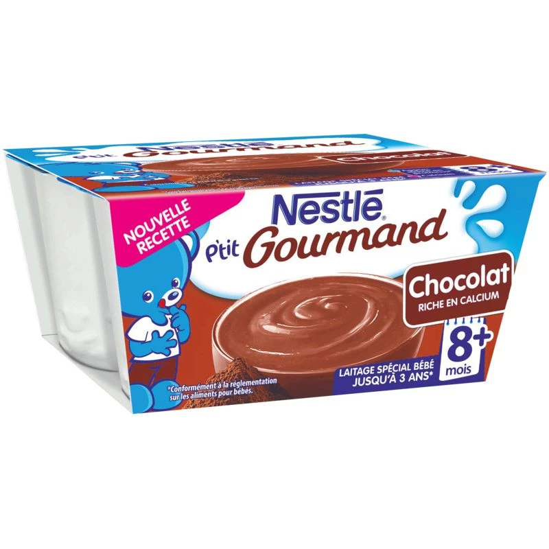 Postre bebé sabor chocolate 8+ meses 4x100g - NESTLE