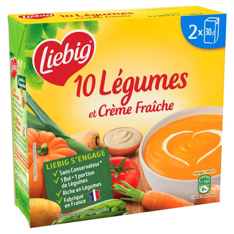 Sopa de 10 Verduras y Nata Fresca, 2x30g-LIEBIG