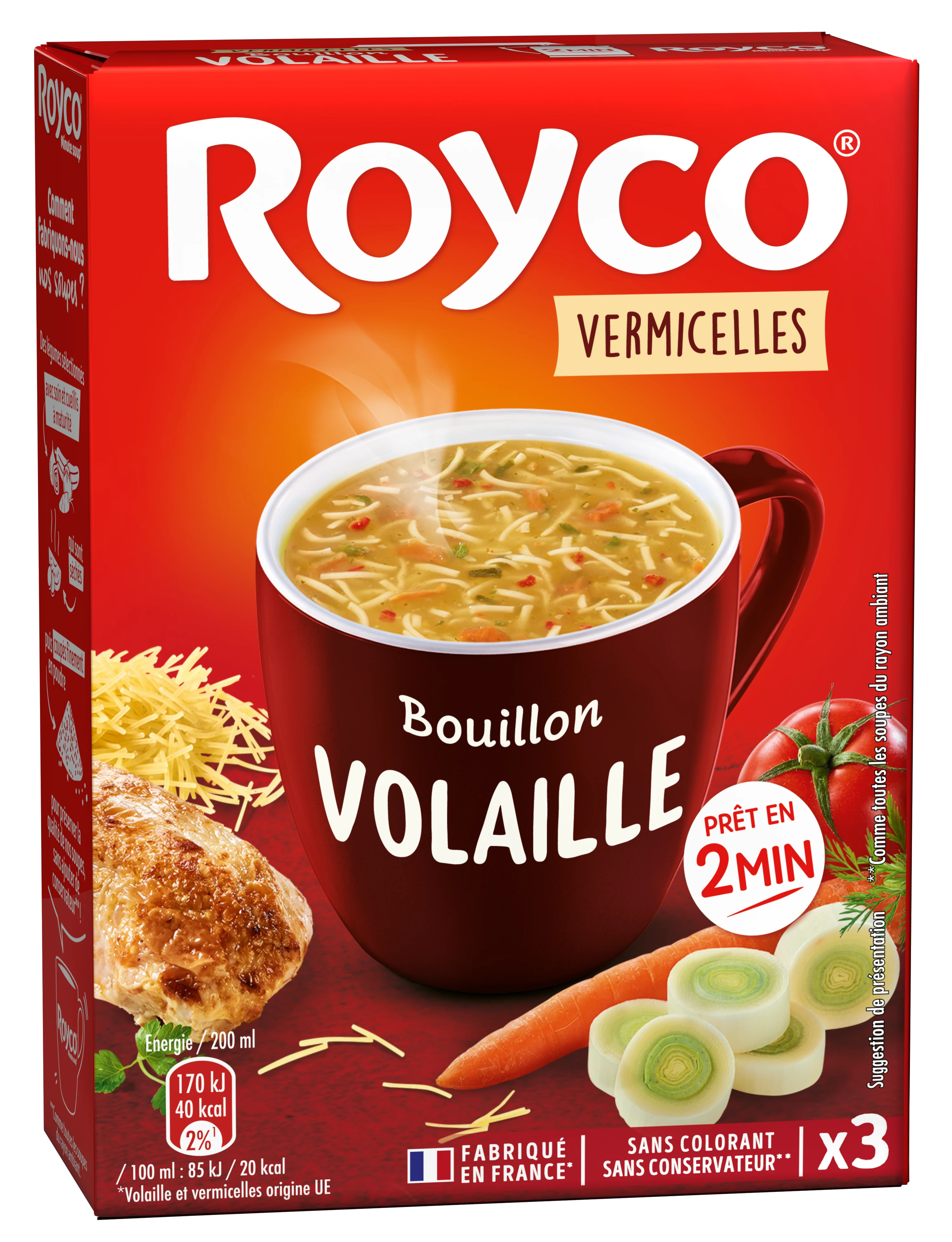 Bouillon de Voilaille/ Vermicelle, 3X20cl  - ROYCO