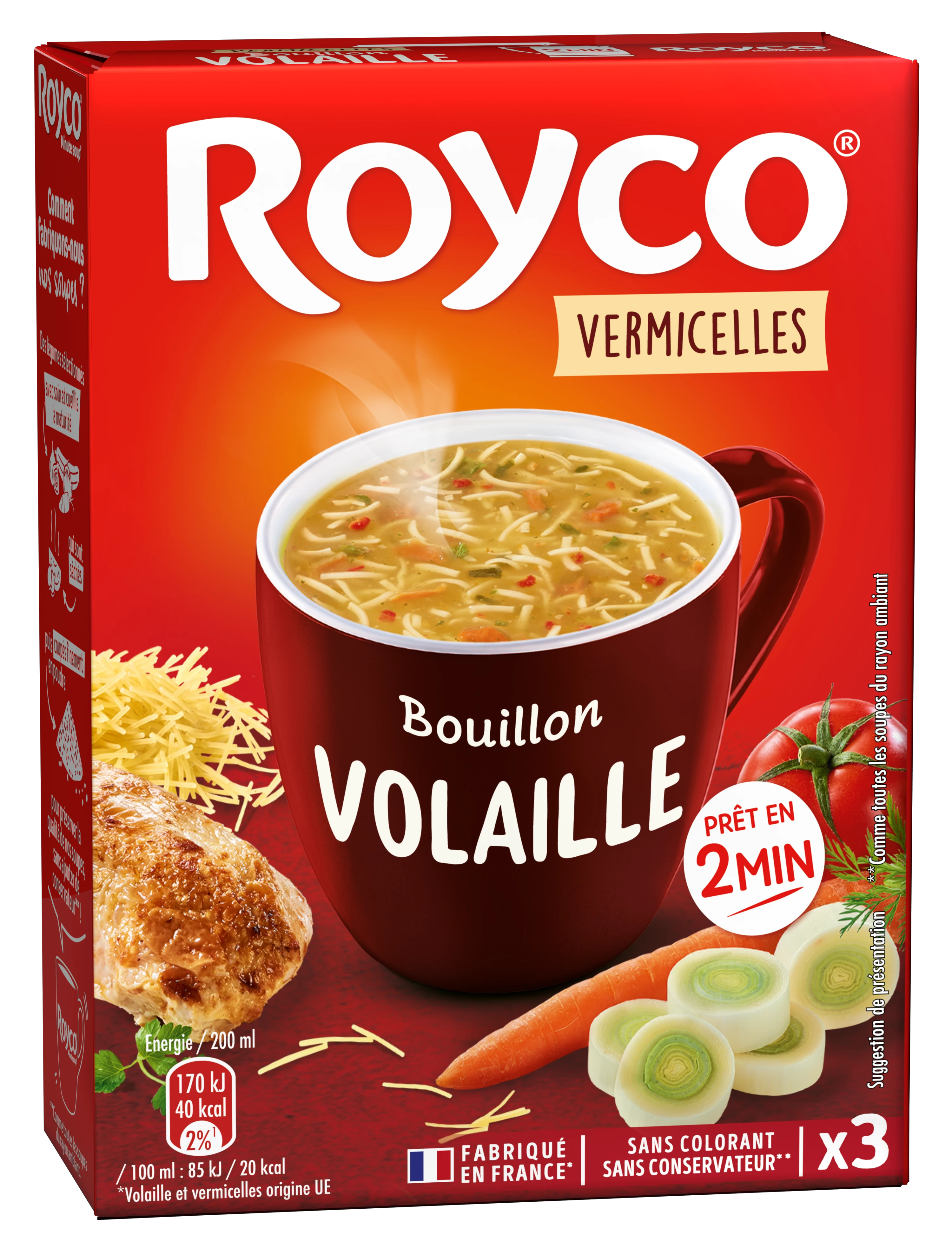 Caldo/fideos de ave, 3X20cl - ROYCO