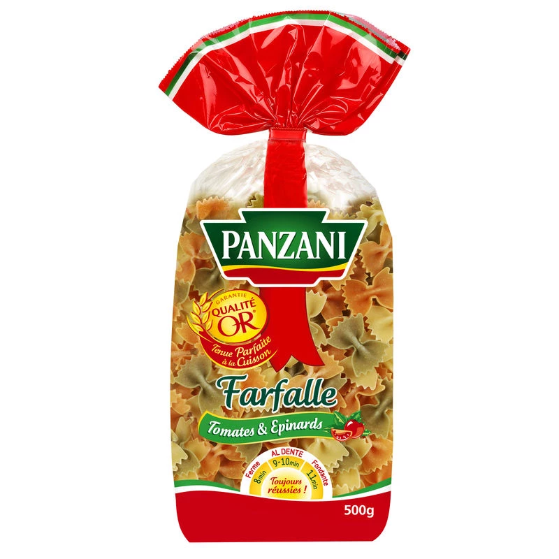 Pâtes farfalle tomates/épinards 500g -  PANZANI