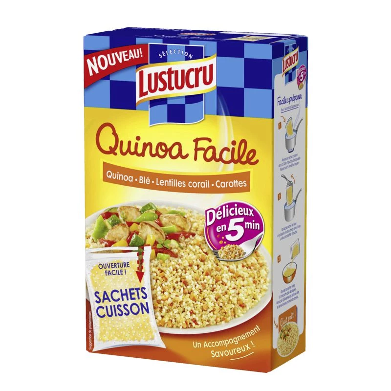 Hỗn hợp Quinoa lúa mì San hô Đậu lăng Cà rốt, 2x150g - LUSTUCRU