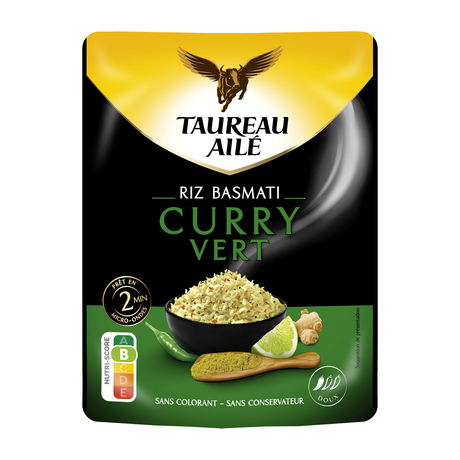Riz Basmati Curry Verde, 250g - TAUREAU AILE