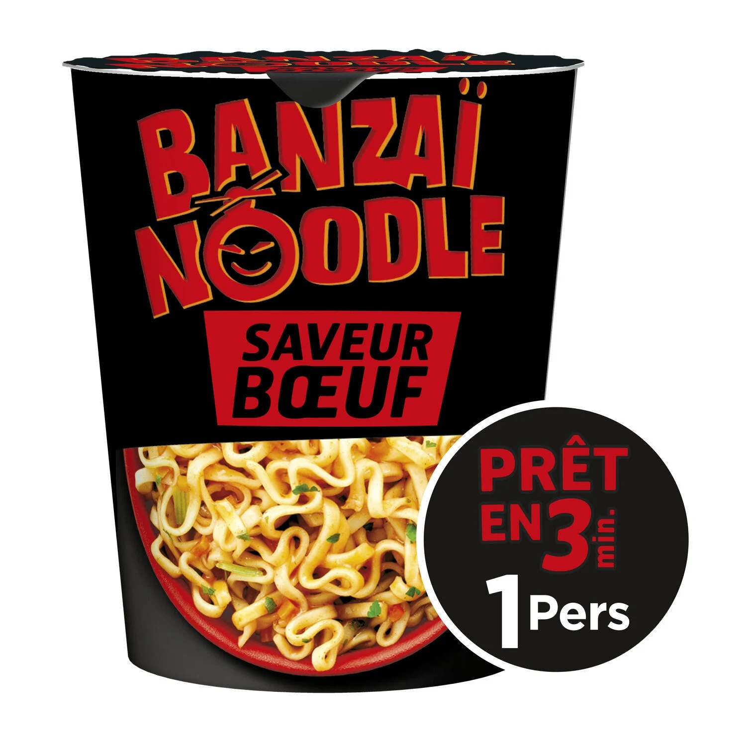 Instant noodles beef flavor 67g - Banzai Noodle