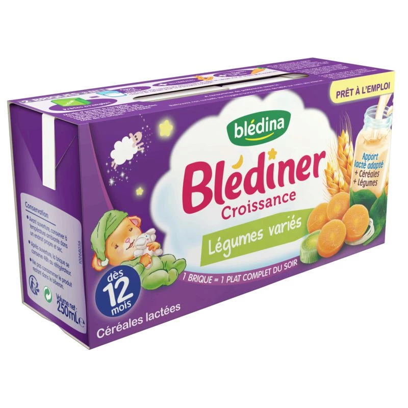Blédiner разнообразные овощи с 12 месяцев 2x250мл - BLEDINA