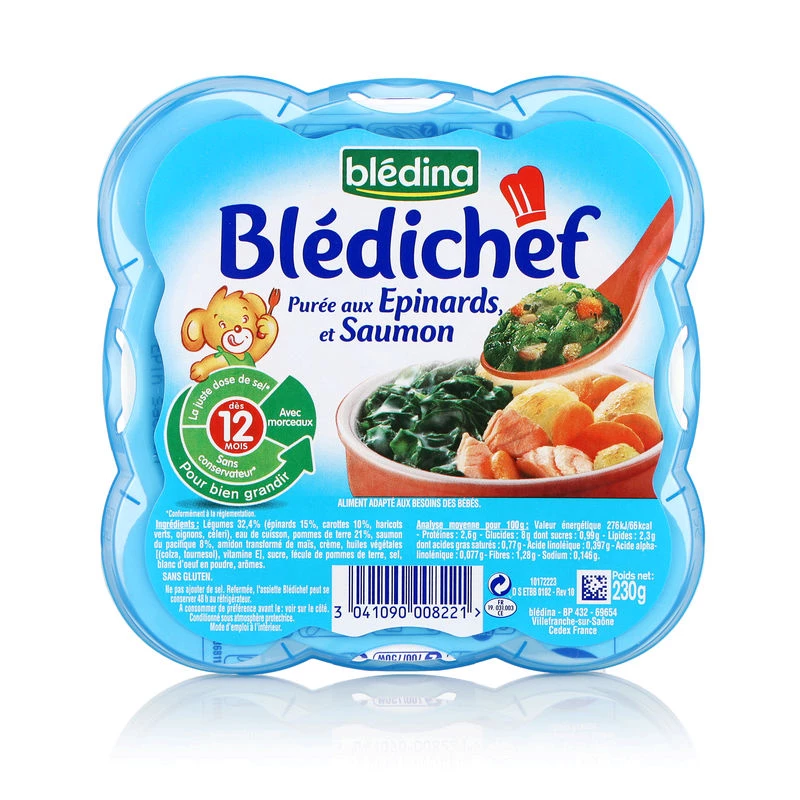 Plat bébé épinards/saumon dès 12mois 230g - BLEDINA