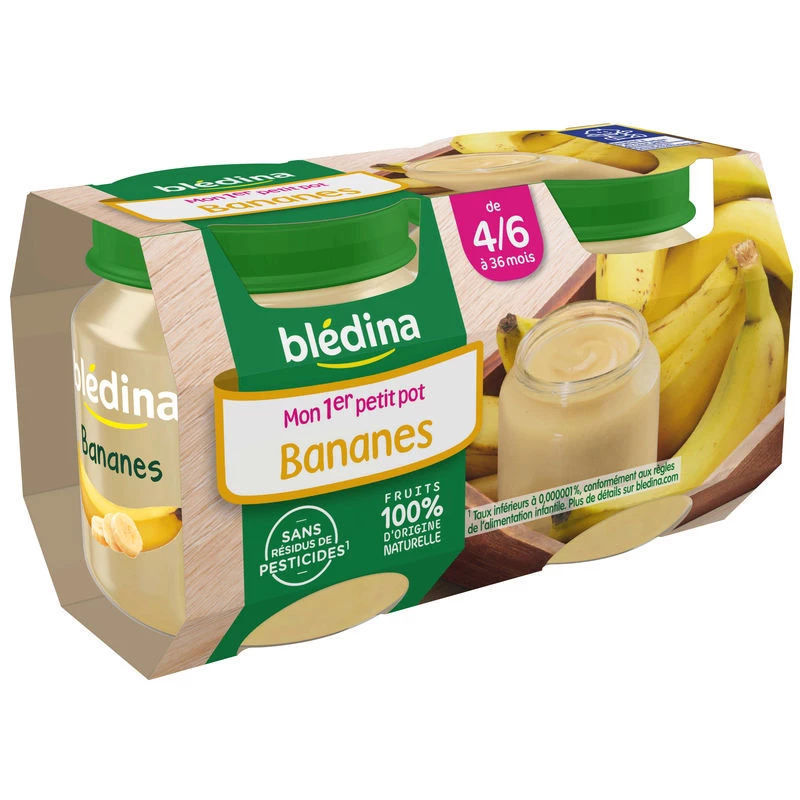 4 महीने के छोटे केले के बर्तन 2x130 ग्राम - BLEDINA