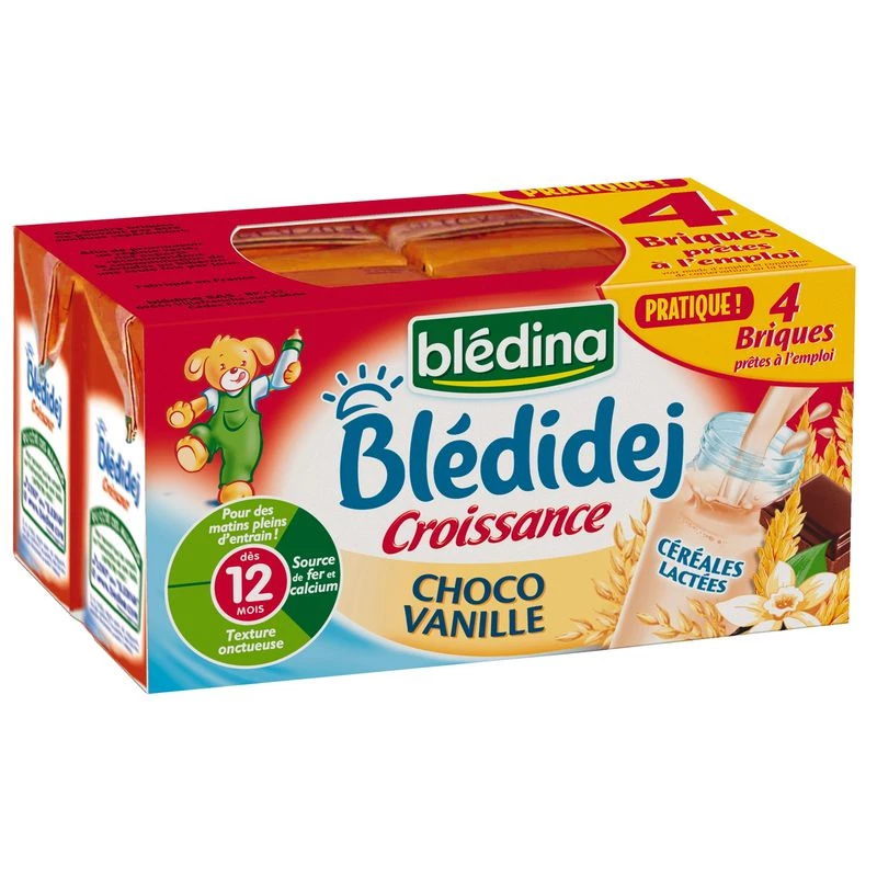 Blédidej 巧克力香草 12 个月起 4x250ml - BLEDINA