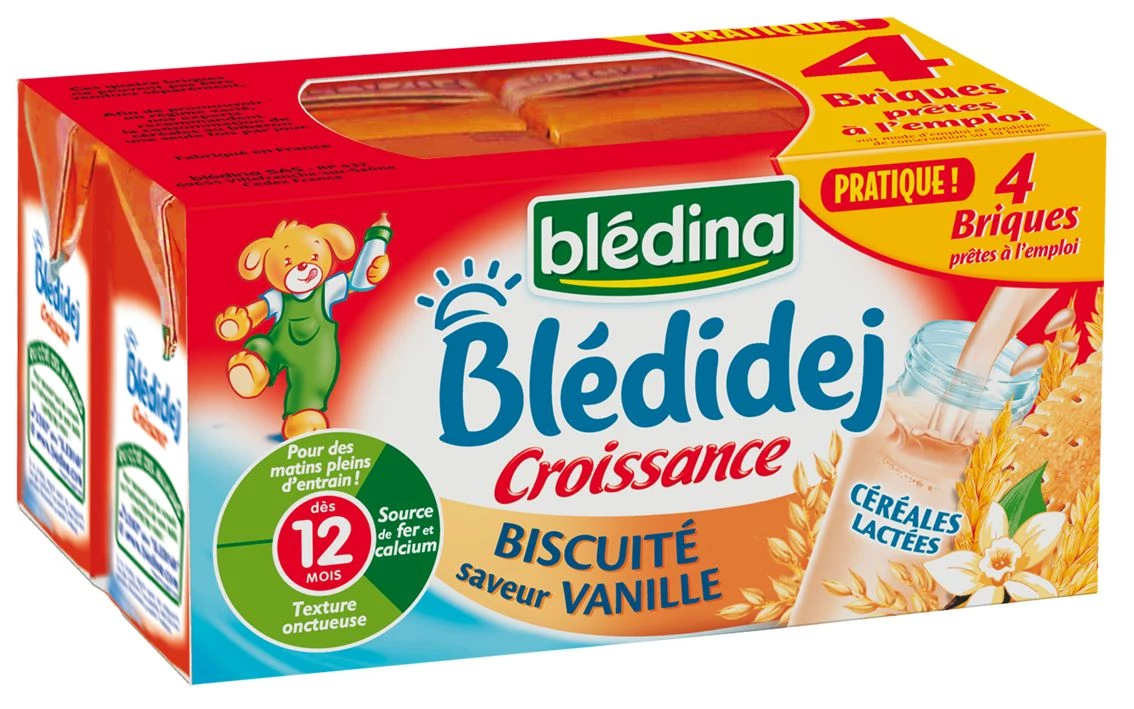 Blédidej groeikoekje vanillesmaak vanaf 12 maanden 4x250ml - BLEDINA