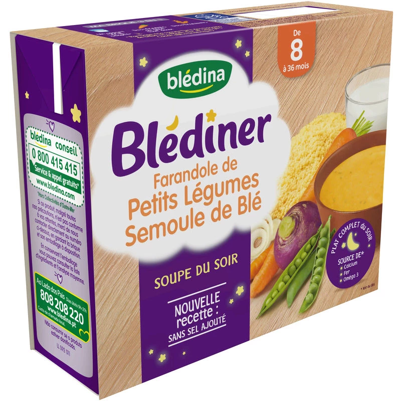Blédiner légumes/semoule de blé dès 8mois 2x250ml - BLEDINA
