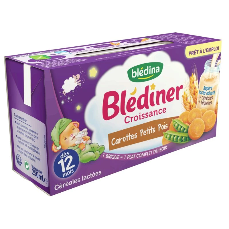 Blédiner carottes/ petits pois dès 12 mois 2x250ml - BLEDINA