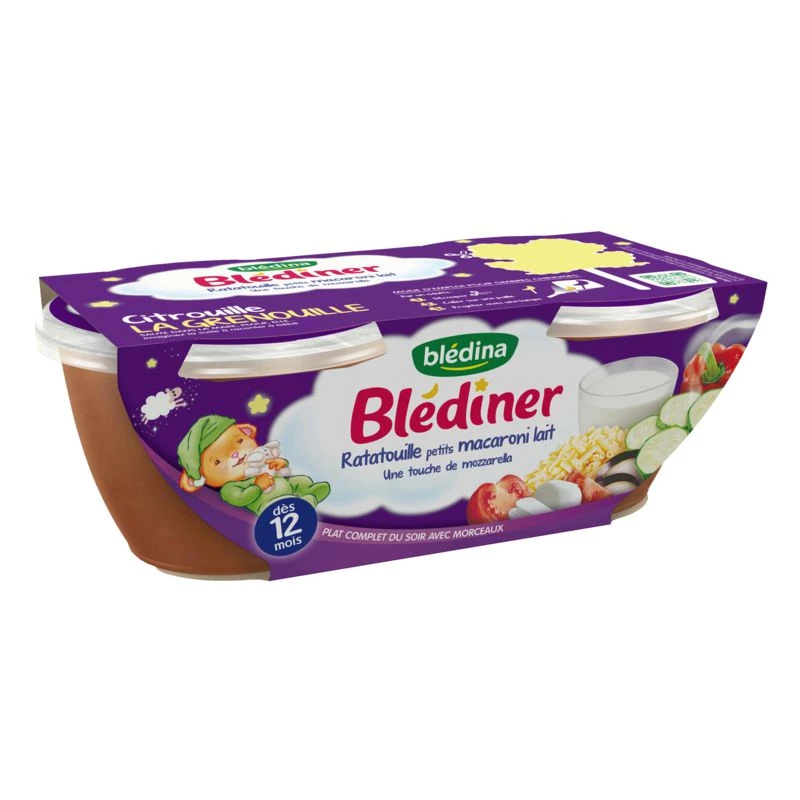 Ratatouille kleine macaroni potjes vanaf 12 maanden 2x200g - BLEDINA