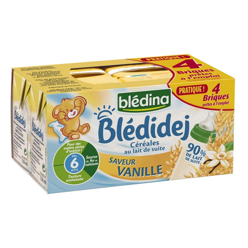 Blédidej vanilla flavor from 6 months 4x250ml - BLEDINA