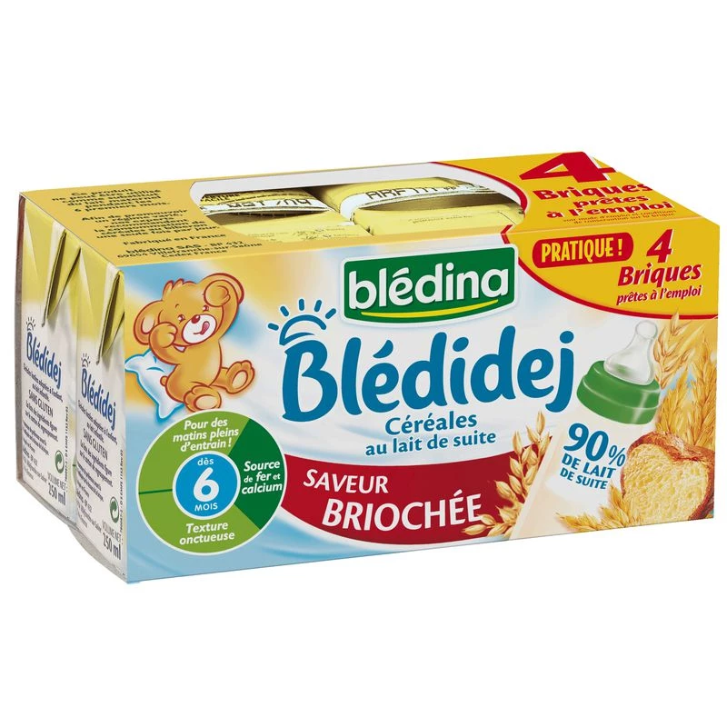 بلاديدج بريوش نكهة من 6 أشهر 4x250 مل - BLEDINA