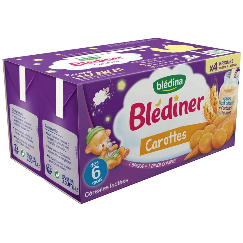 Blédina wortelen vanaf 6 maanden 4x250ml - BLEDINA