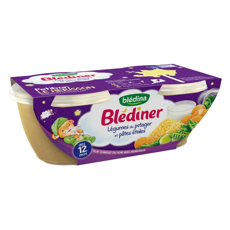 Pots légumes/pâtes étoiles dès 12 mois 2x200g - BLEDINA