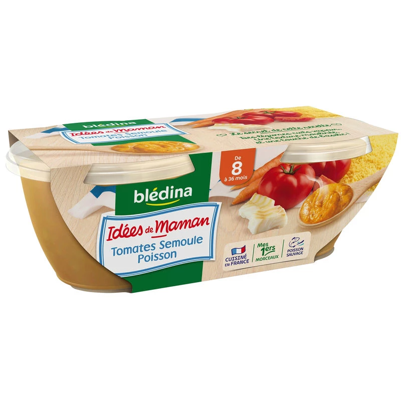 Pomodoro/semola/pesce vasetti da 8 mesi 2x200g - BLEDINA