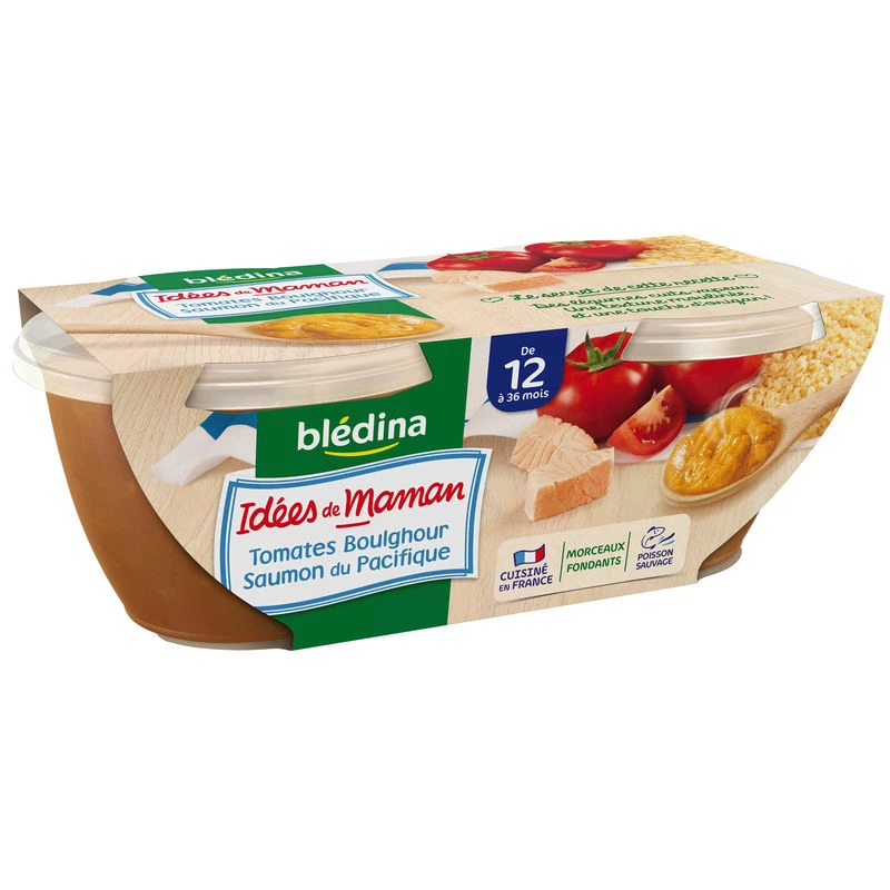 Vasetti di pomodoro/bulgur/salmone da 12 mesi 2x200g - BLEDINA