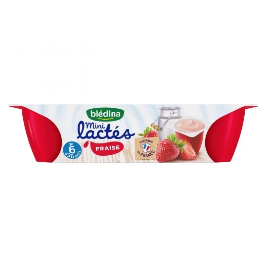 Postre mini con leche de fresa para bebé a partir de 6 meses 6x55g - BLEDINA