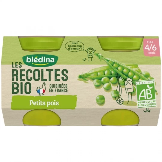 Organic pea pots from 4/6 months 2x130g - BLEDINA