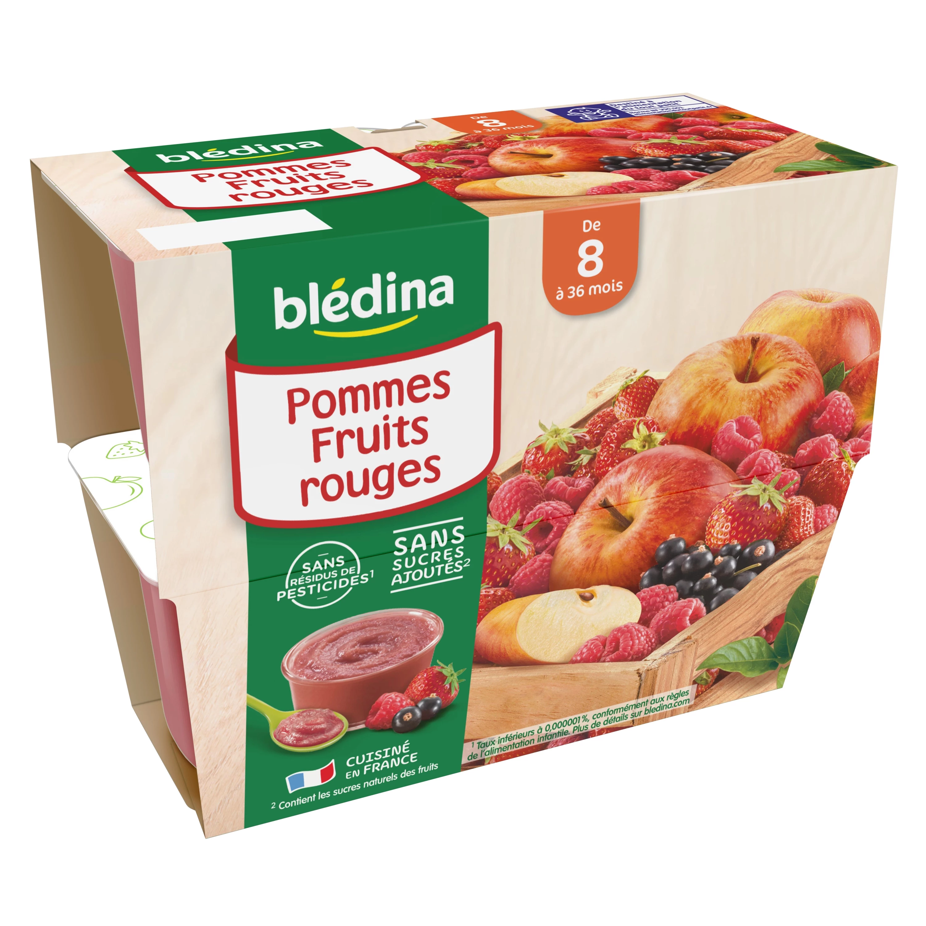 Compotes pommes/ fruits rouges 4x100g - BLEDINA