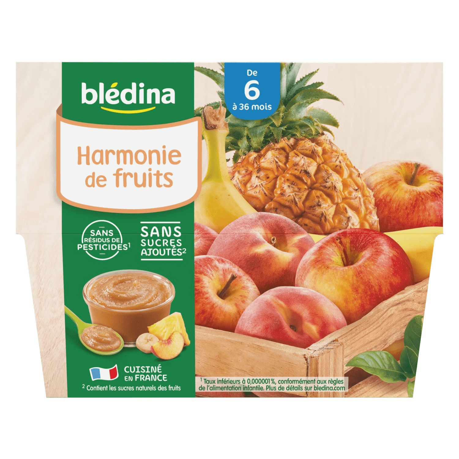 Compotas de harmonia de fruta a partir dos 6 meses 4x100g - BLEDINA