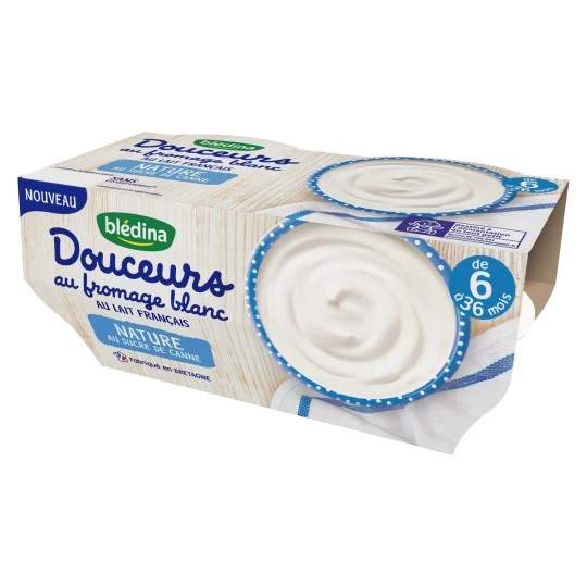 Baby dessert natural white cheese from 6 months 4x100g - BLEDINA
