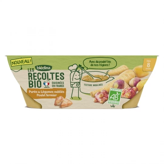 Plat bébé BIO purée de légumes/ poulet fermier dès 8 mois 2x200g - BLEDINA