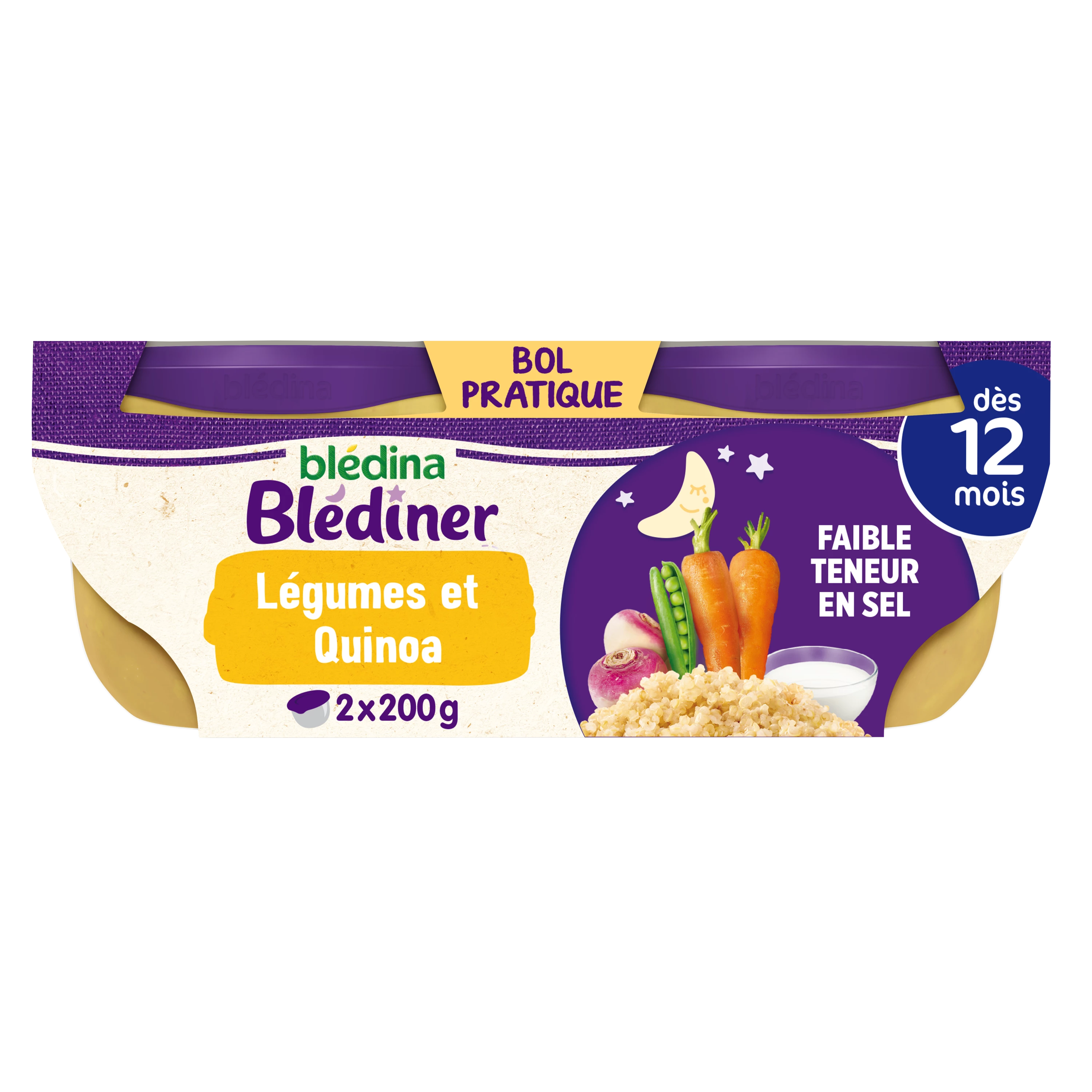 Repas bébé dès 12mois légumes/quinoa  2x200g -  BLEDINA