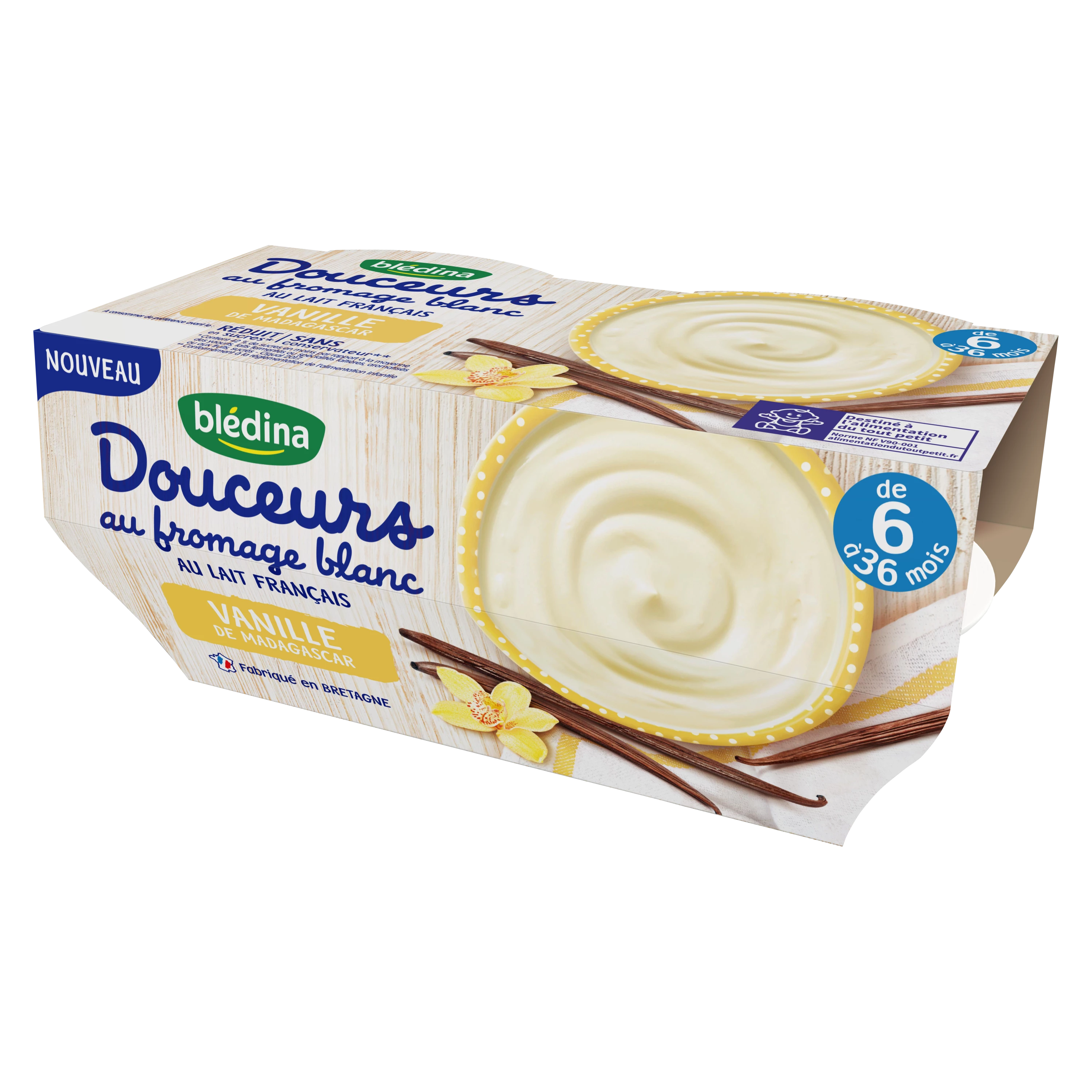 Dessert lacté bébé dès 6 mois fromage blanc vanille 4x100g - BLEDINA