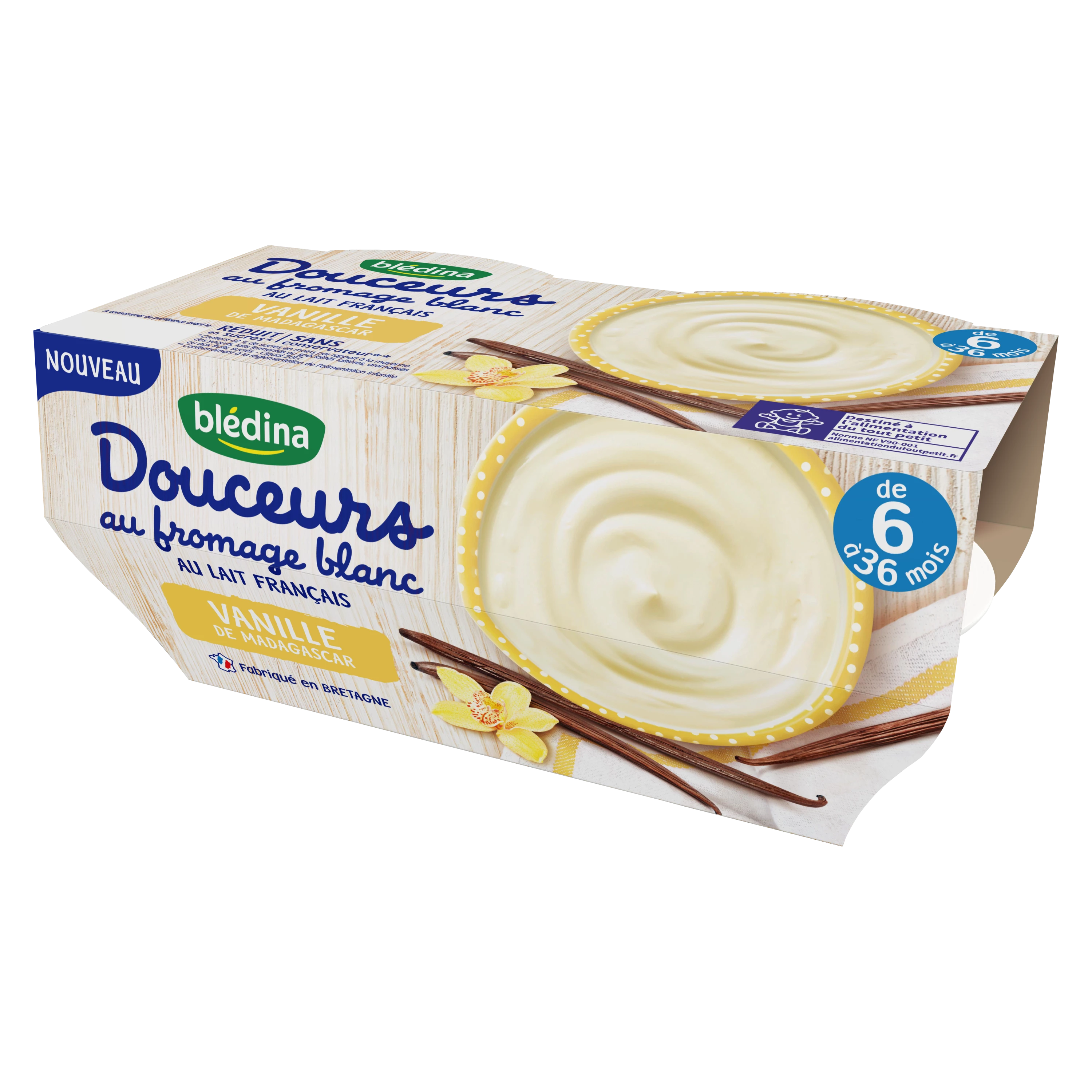 Dessert al latte per neonati dai 6 mesi Formaggio bianco alla vaniglia 4x100g - BLEDINA