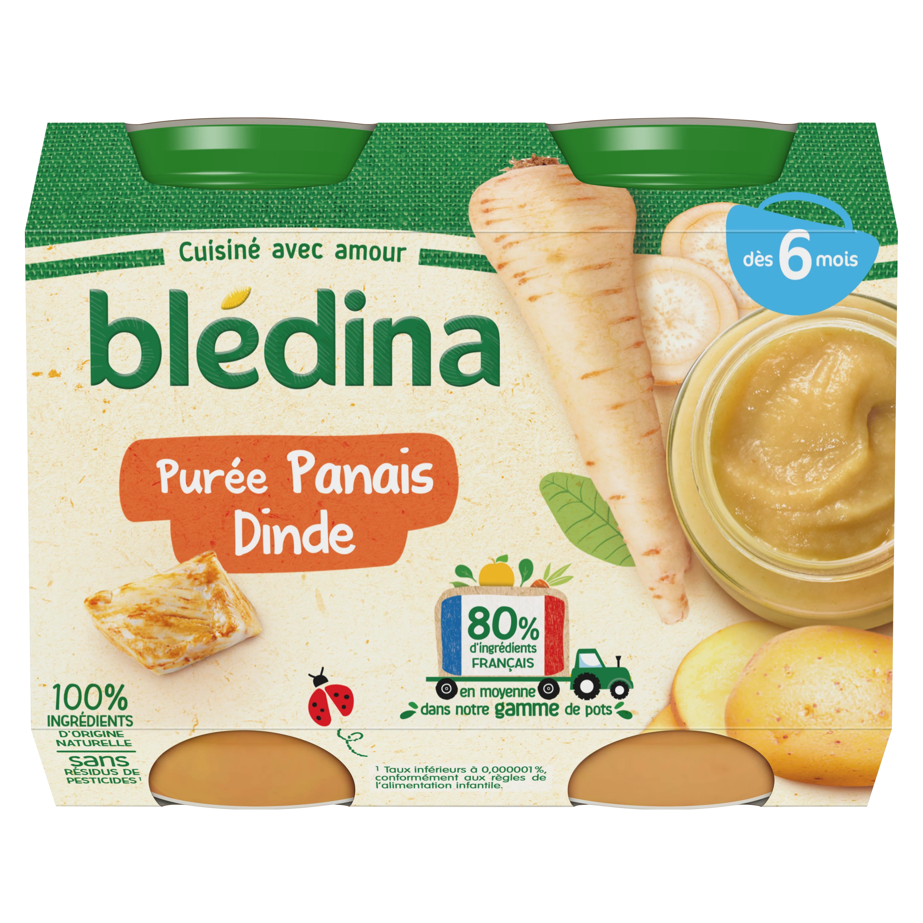 Petit pot Panais Dinde dés 6 mois 2x200g - BLEDINA