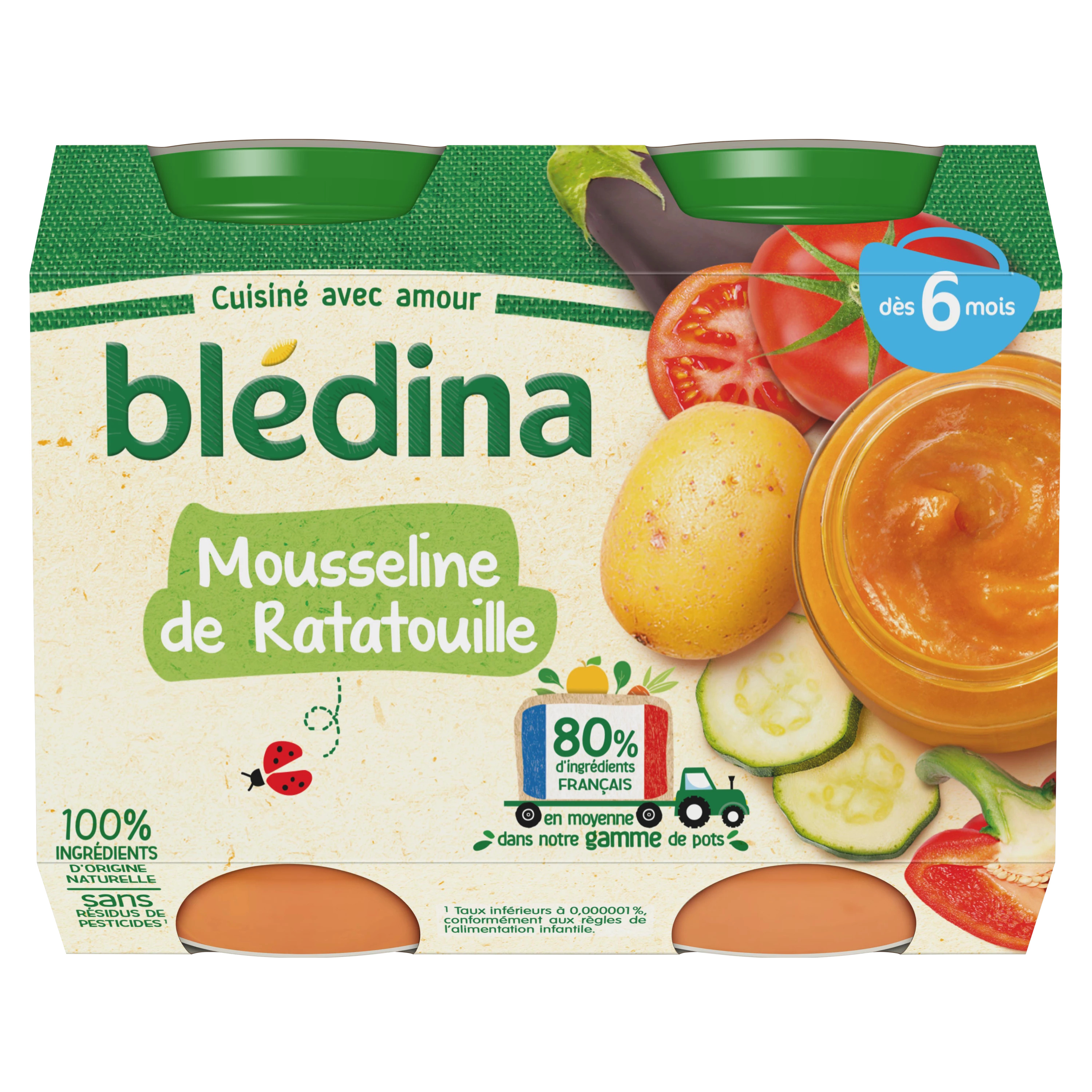 Babypotje vanaf 6 maanden ratatouillemousseline 2x200g - BLEDINA