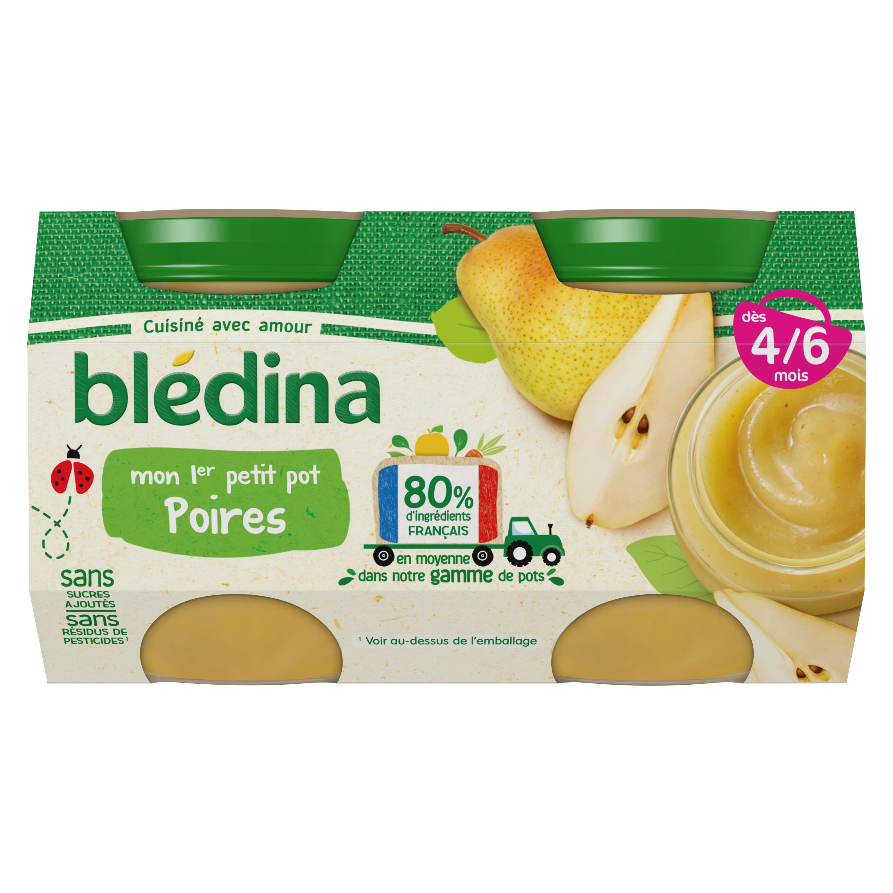 Tarritos baby con frutos de pera de 4-6 meses 2x130g - BLEDINA