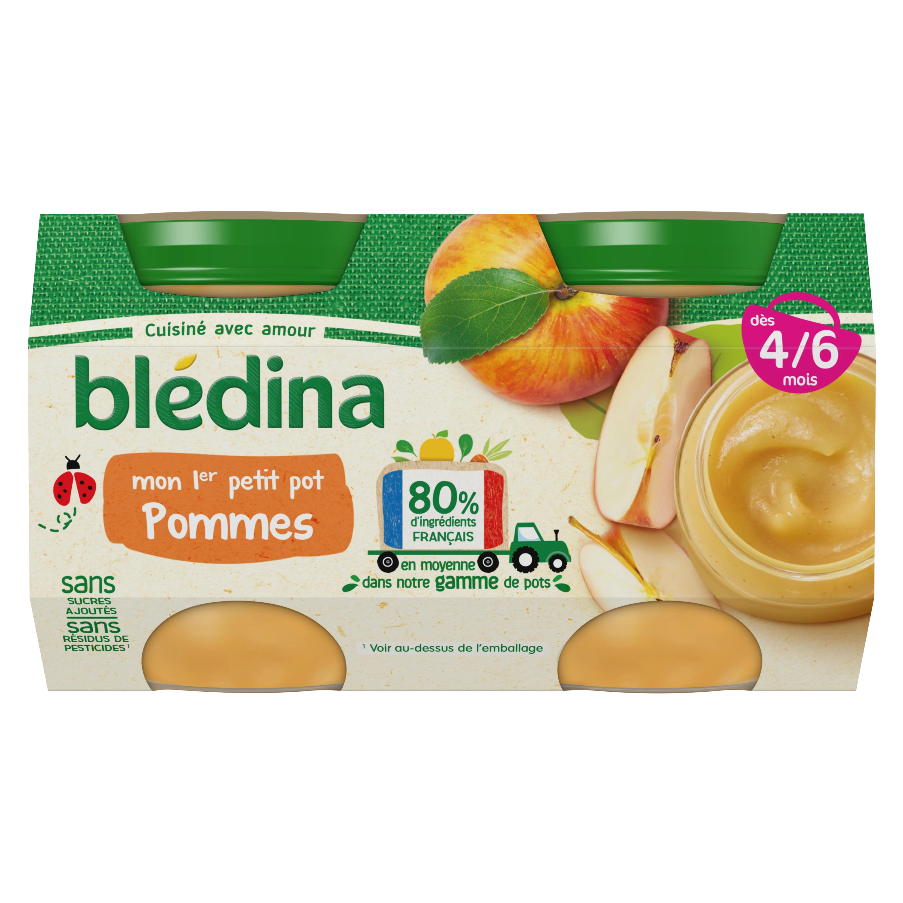 Klein appeldessertpotje van 4 tot 6 maanden 2x130g - BLEDINA