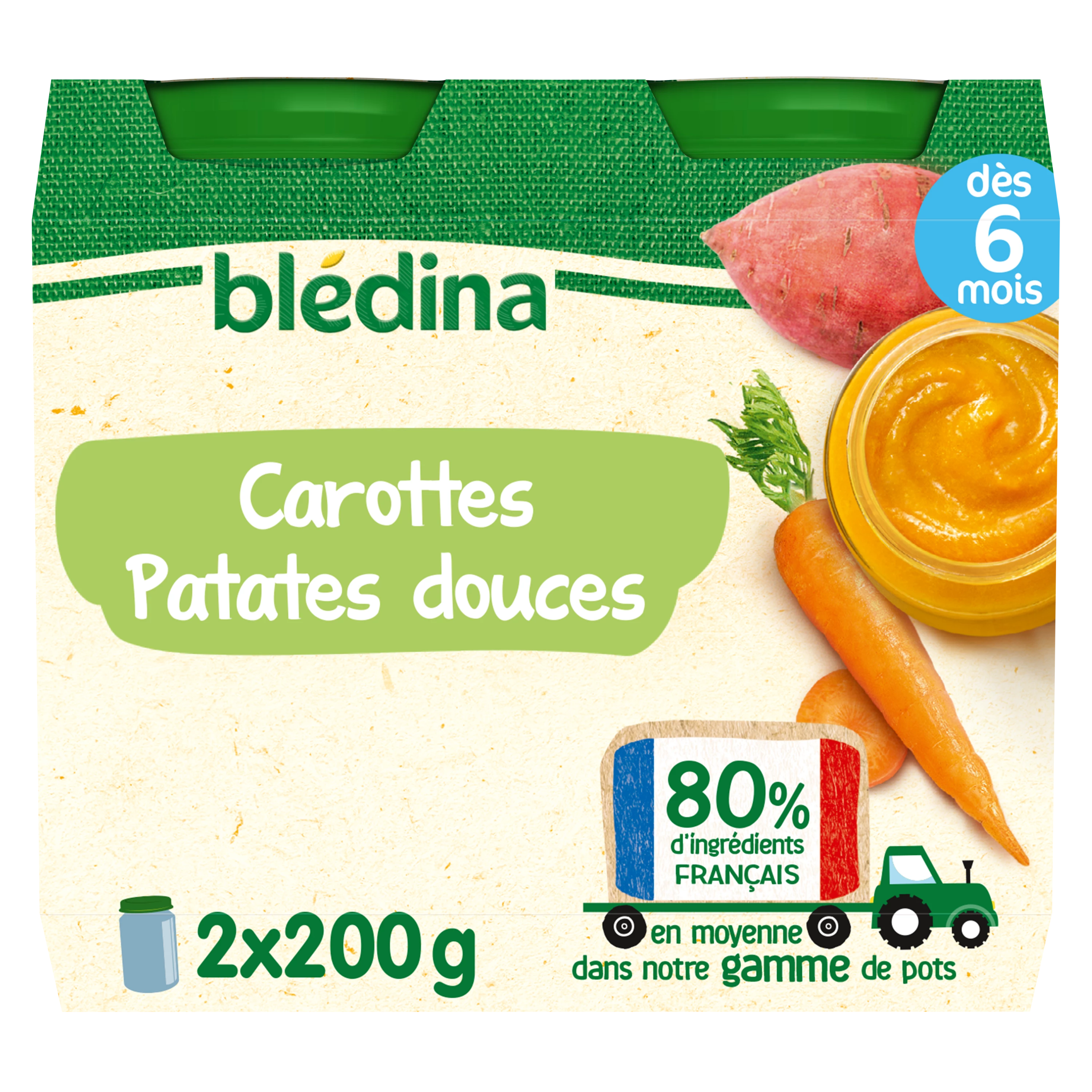 Kleines Babyglas ab 6 Monaten Karotten Süßkartoffeln 2x200g - BLEDINA