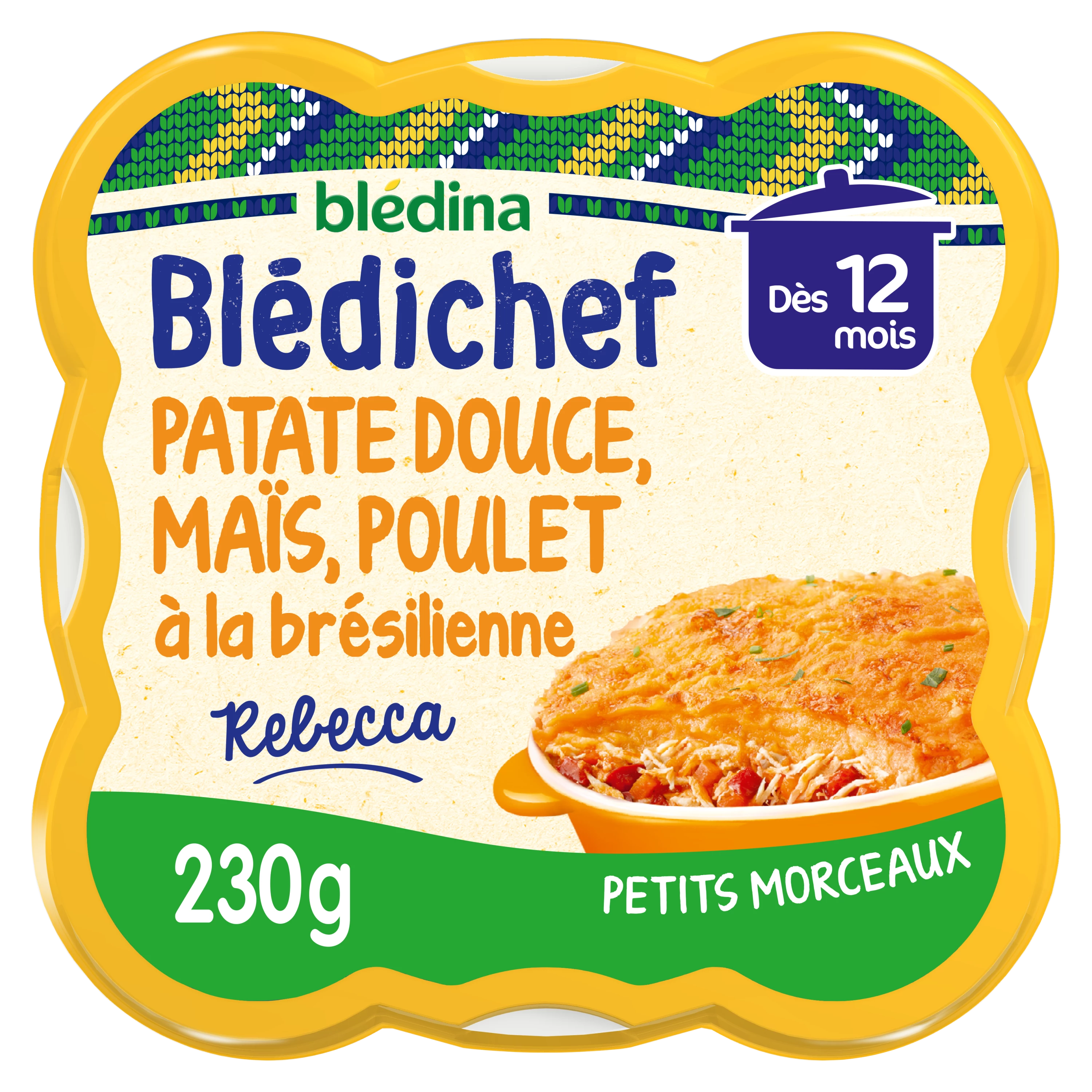 Blédichef Babyschotel vanaf 12 maanden zoete aardappelpuree maïs en kip 230g - BLEDINA