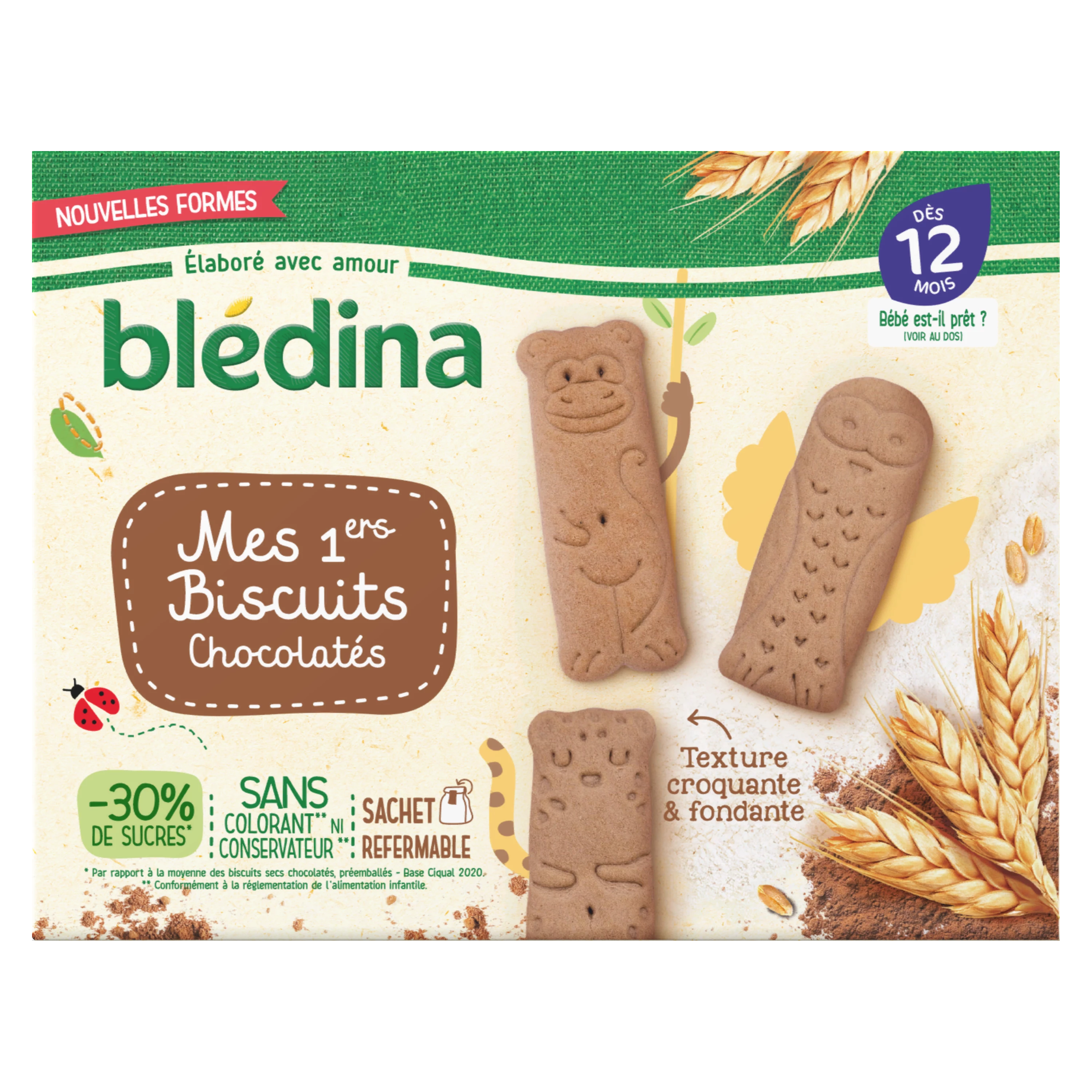 Meus primeiros biscoitos para bebê a partir dos 12 meses chocolate 150g - BLEDINA